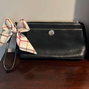 Black Leather Coach Wristlet/Clutch